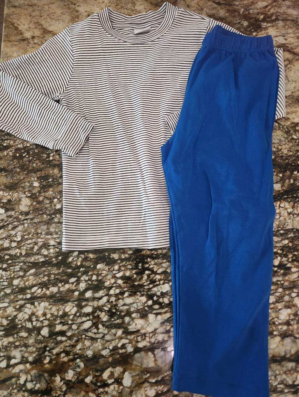 Kids Blue & Black-White Stripe Matching Set Sz 4/5